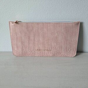 Jenny Patinkin Pink Vegan Leather Zippered Flat Pouch